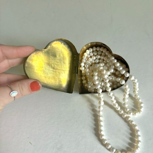 Other - Vintage Brass Heart Shaped Hinged Trinket/Ring Dish | Jewelry Box